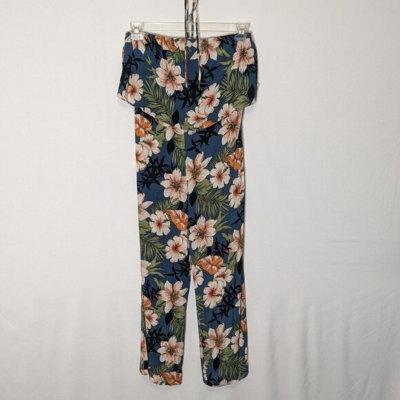 Girl's PEYTON BRE; Blue Floral Strapless Jumpsuit; Halter Strap; Size 14 - Picture 1 of 5